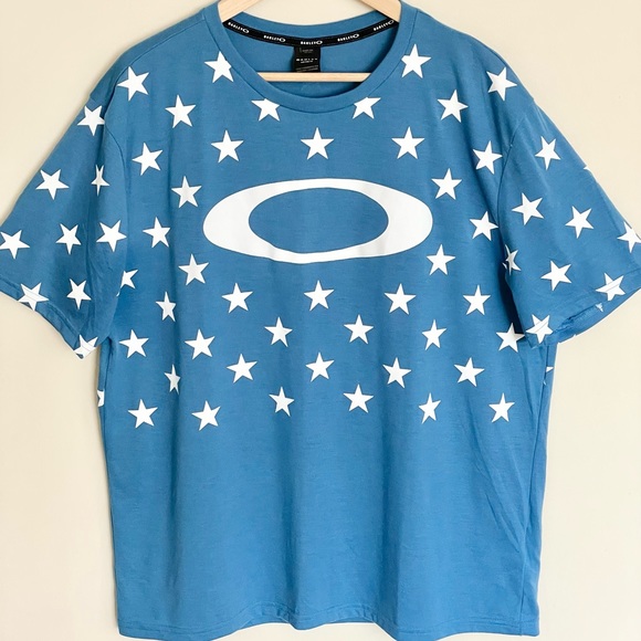 Oakley Star Print California Blue T Shirt Men’s size 2XL - Picture 3 of 9